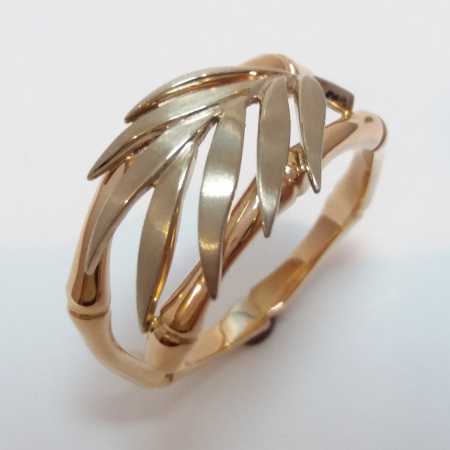 14K GOLD RING "BAMBOO" WITH TWO-COLOR GOLD