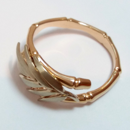 14K GOLD RING "BAMBOO" WITH TWO-COLOR GOLD