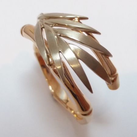 14K GOLD RING "BAMBOO" WITH TWO-COLOR GOLD